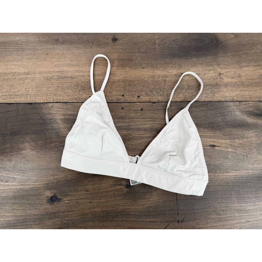 Free People Intimately Cream‎ Vegan Leather Triangle Bralette XS Bohemian  Edgy